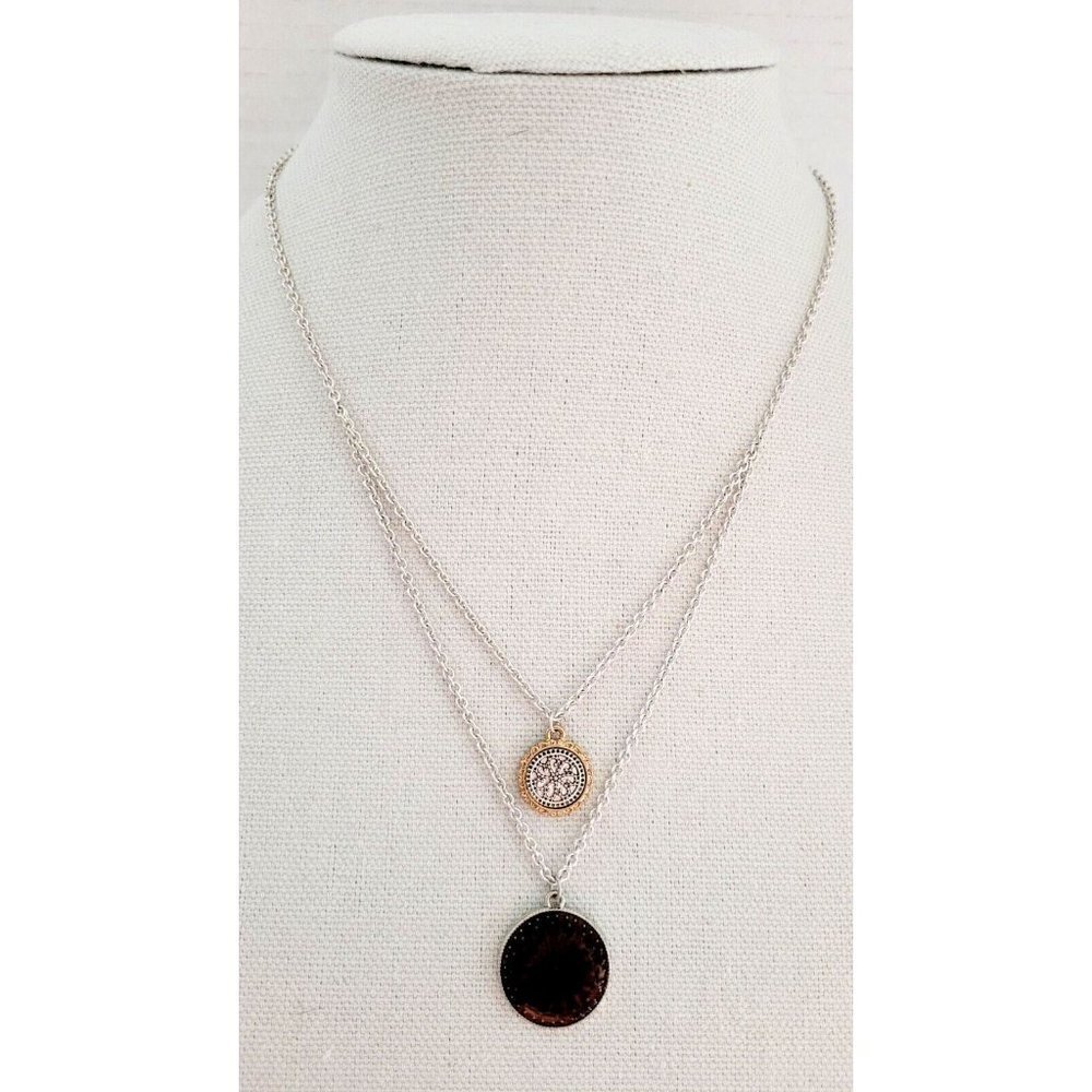 Nine West Vintage America Collection Silver Tone Medallion Necklace 16-18" NWT